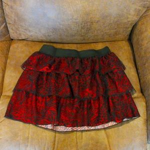 Red and black ruffle skirt